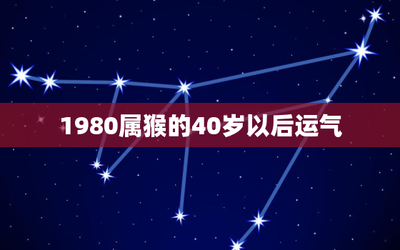 1980属猴的40岁以后运气，40岁的猴今年运势如何