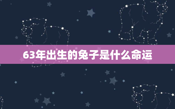 63年出生的兔子是什么命运，63年属兔的是什么命