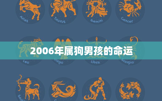 2006年属狗男孩的命运，2006年属狗的男孩取名大全