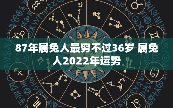 87年属兔人最穷不过36岁 属兔人2022年运势