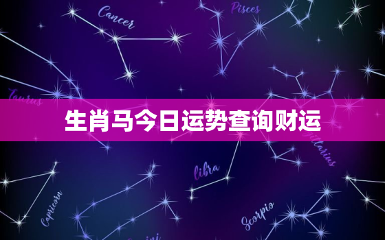 生肖马今日运势查询财运，十二生肖属马人今日运程