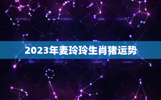 2023年麦玲玲生肖猪运势，麦玲玲2022年猪运势