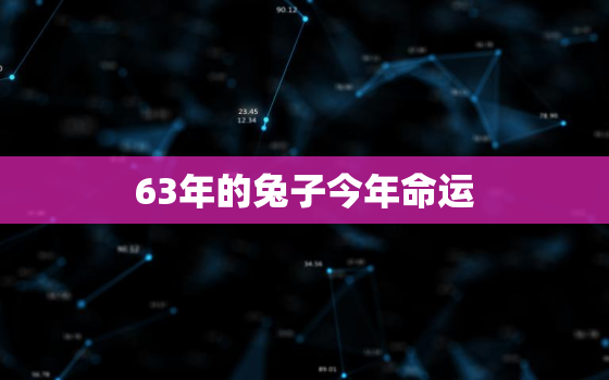 63年的兔子今年命运，63年的兔子今年命运如何