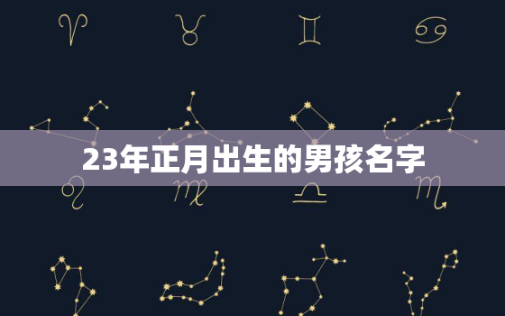 23年正月出生的男孩名字，23年正月出生的男孩名字大全