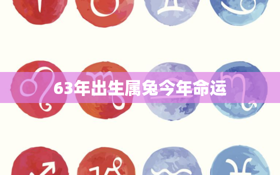 63年出生属兔今年命运，63年属兔今年怎么样