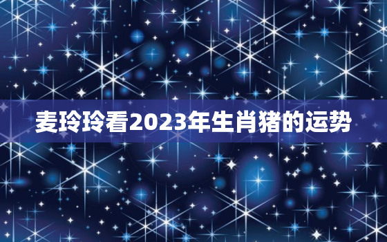 麦玲玲看2023年生肖猪的运势，2023年属猪人的运势如何