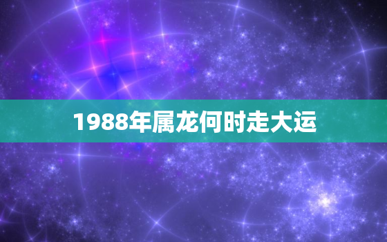 1988年属龙何时走大运，88年属龙人34岁转运大富大贵