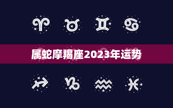 属蛇摩羯座2023年运势，属蛇摩羯座2023运势每月运程