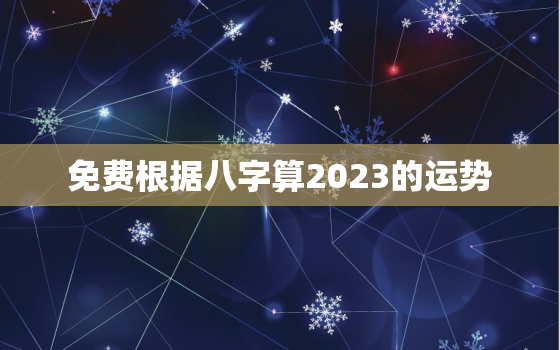 免费根据八字算2023的运势，2023年算命