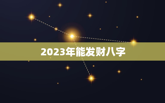 2023年能发财八字，2023年好的八字