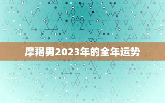 摩羯男2023年的全年运势，摩羯男2023年全年运势详解图