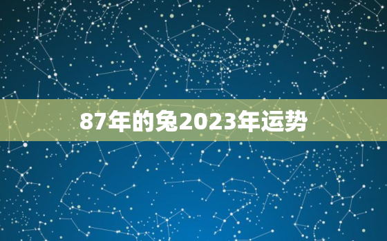 87年的兔2023年运势，87年的兔2023年运势及运程