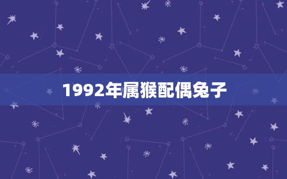 1992年属猴配偶兔子(幸福婚姻的秘诀)