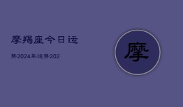 摩羯座今日运势2024年运势，2024摩羯座运势指南