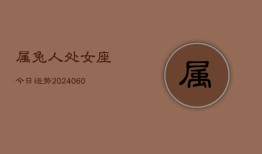 属兔人处女座今日运势(20240615)