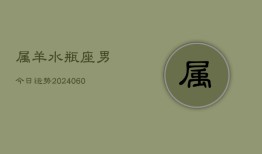 属羊水瓶座男今日运势(20240609)