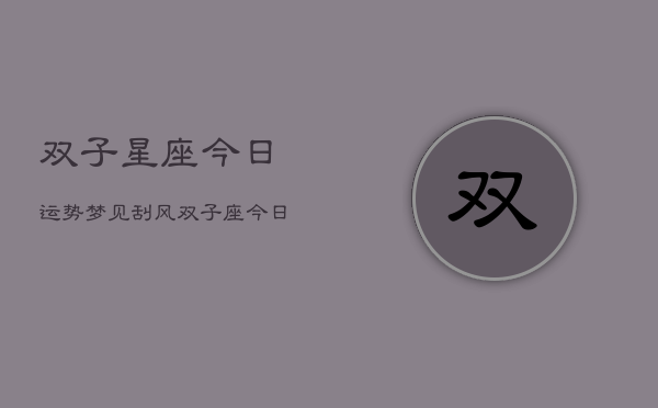 双子星座今日运势梦见刮风，双子座今日梦兆：风起云涌